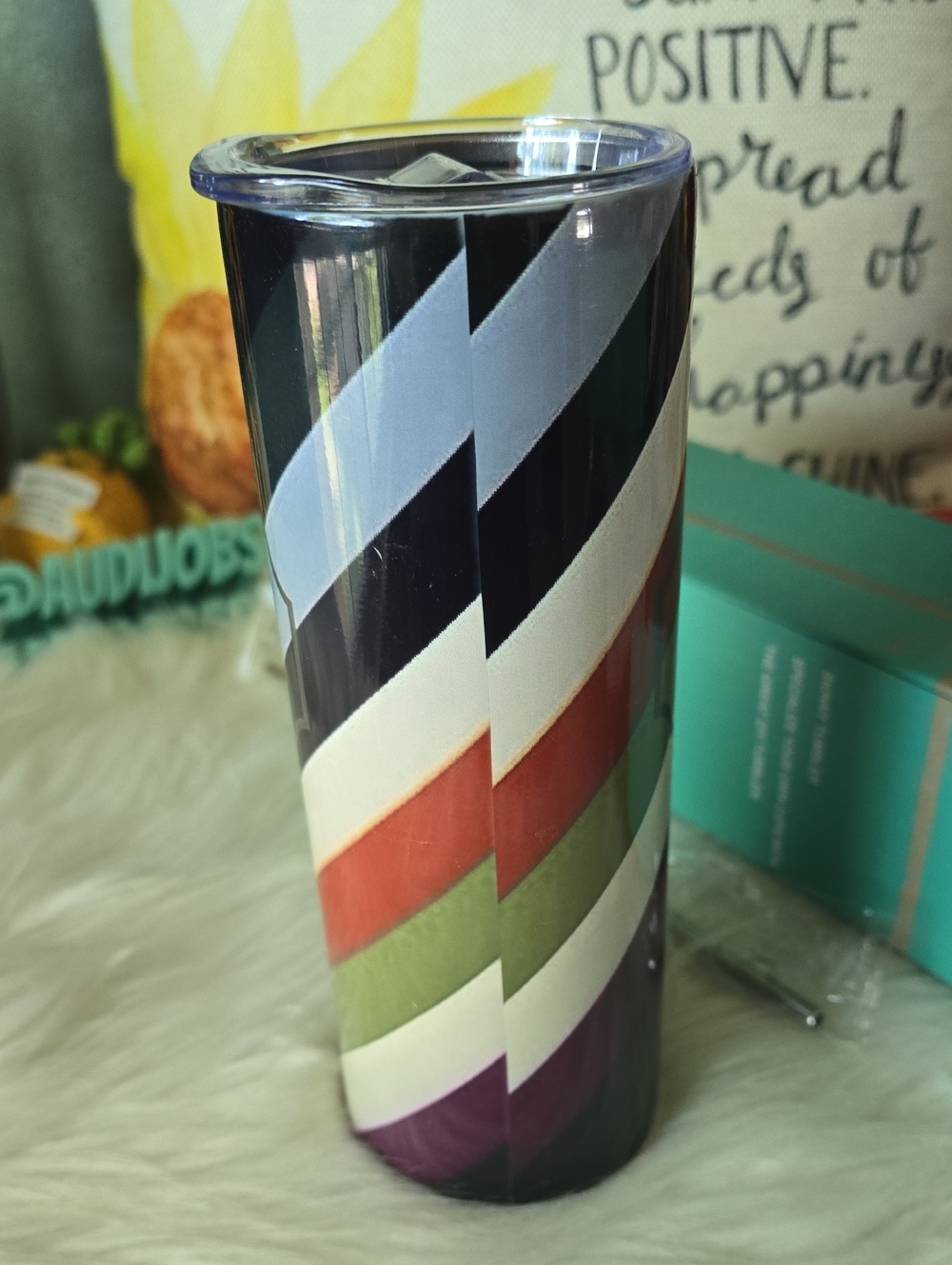 NWT Travel Tumbler With Lid And Straw, And Scrubber, Off BRAND - Picture 3 of 6